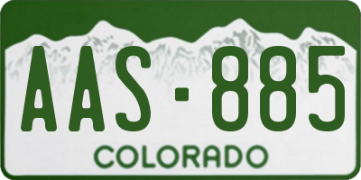 CO license plate AAS885