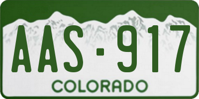 CO license plate AAS917