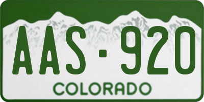 CO license plate AAS920