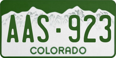 CO license plate AAS923