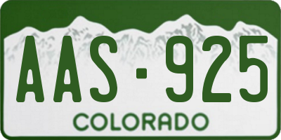 CO license plate AAS925