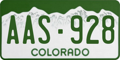 CO license plate AAS928