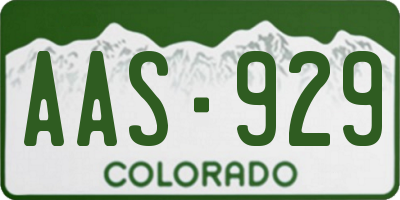 CO license plate AAS929