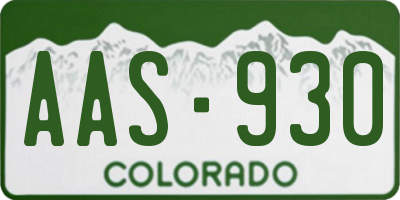 CO license plate AAS930
