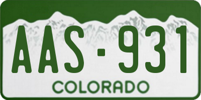 CO license plate AAS931
