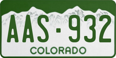CO license plate AAS932