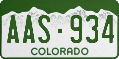 CO license plate AAS934