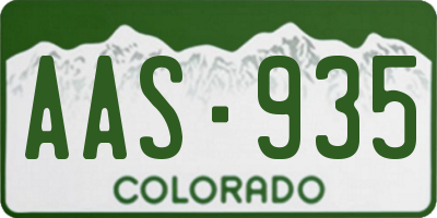 CO license plate AAS935
