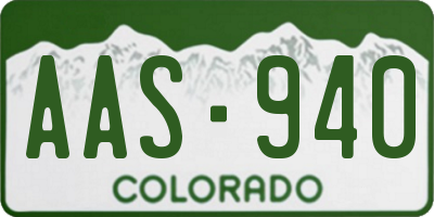 CO license plate AAS940
