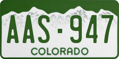 CO license plate AAS947