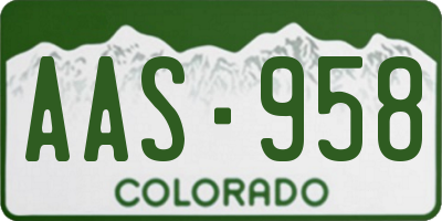 CO license plate AAS958