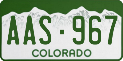 CO license plate AAS967