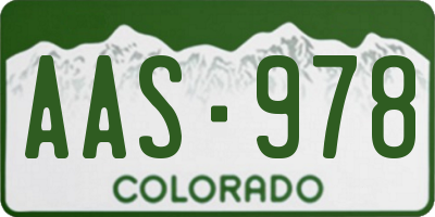 CO license plate AAS978