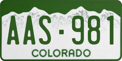 CO license plate AAS981