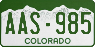 CO license plate AAS985