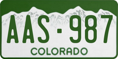 CO license plate AAS987