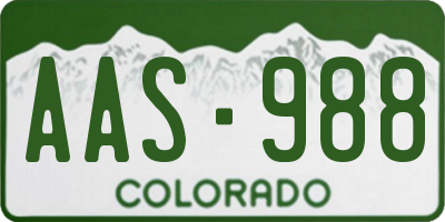 CO license plate AAS988