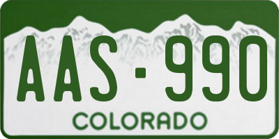 CO license plate AAS990