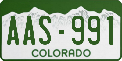 CO license plate AAS991