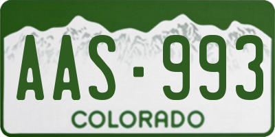 CO license plate AAS993
