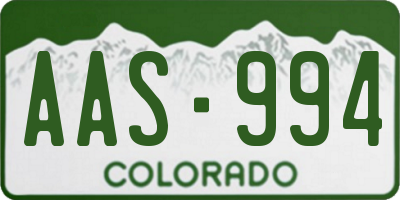 CO license plate AAS994
