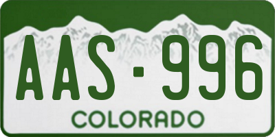CO license plate AAS996