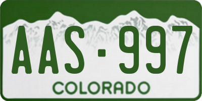 CO license plate AAS997