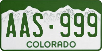 CO license plate AAS999