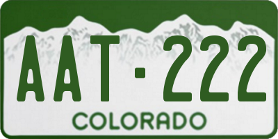 CO license plate AAT222