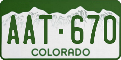 CO license plate AAT670