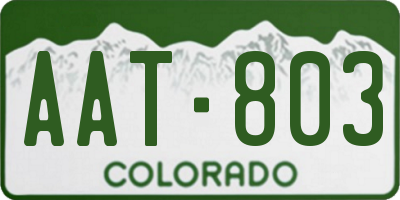 CO license plate AAT803