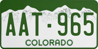 CO license plate AAT965
