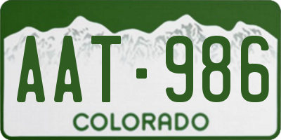 CO license plate AAT986