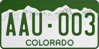 CO license plate AAU003