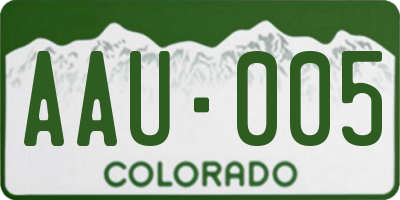 CO license plate AAU005