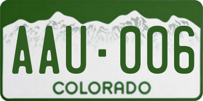CO license plate AAU006