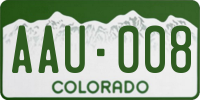 CO license plate AAU008