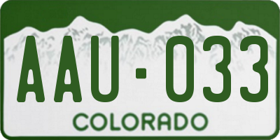 CO license plate AAU033