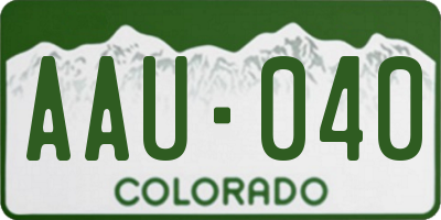 CO license plate AAU040