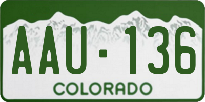 CO license plate AAU136