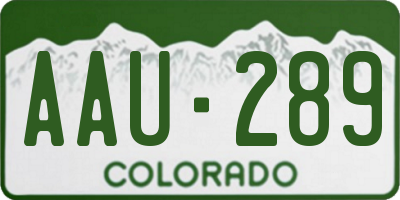 CO license plate AAU289