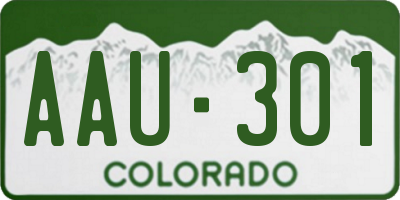 CO license plate AAU301