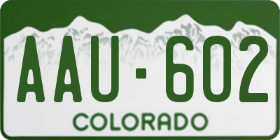 CO license plate AAU602