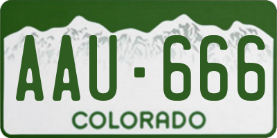 CO license plate AAU666