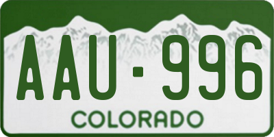 CO license plate AAU996