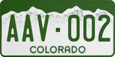 CO license plate AAV002