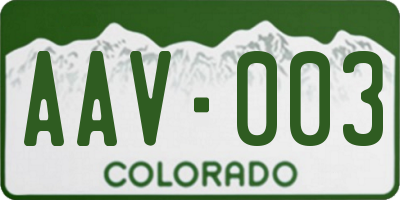 CO license plate AAV003