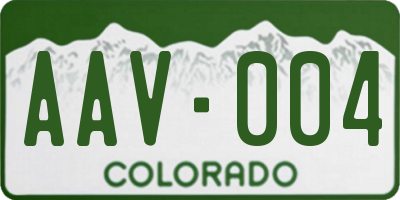 CO license plate AAV004