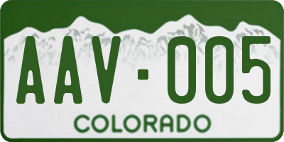 CO license plate AAV005