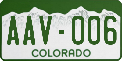 CO license plate AAV006